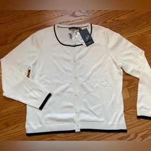 Medium White Sweater with black trim - Adrianna Papell from Nordstrom NWT